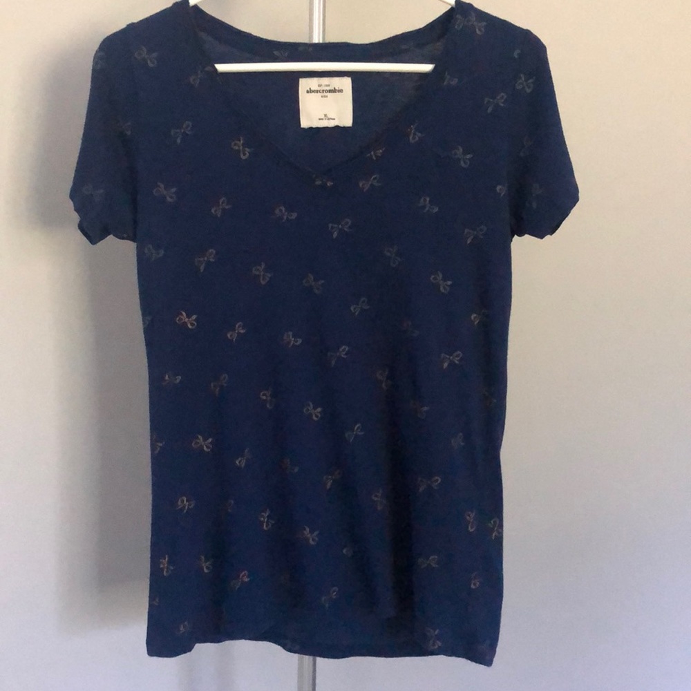 Abercrombie Kids T Shirt Blue with Bows Size Extra Large XL